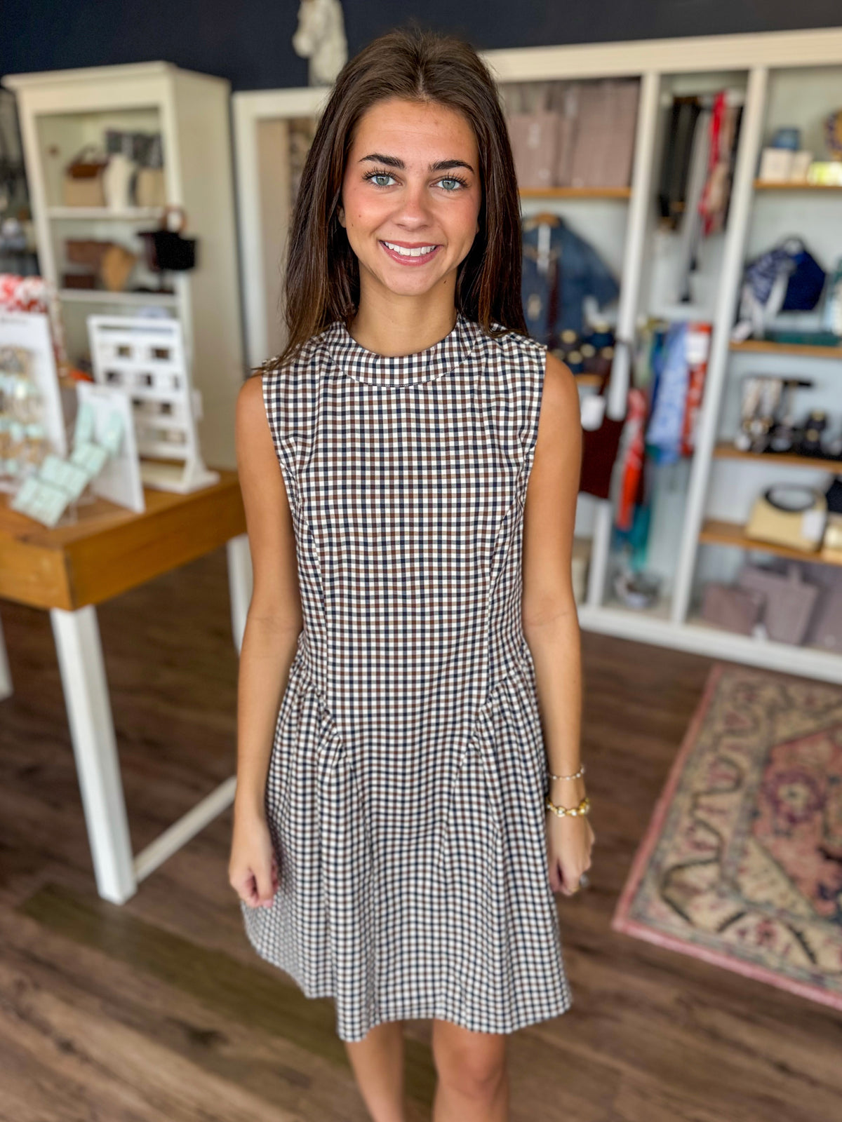 Gingham Pleated Mini Dress