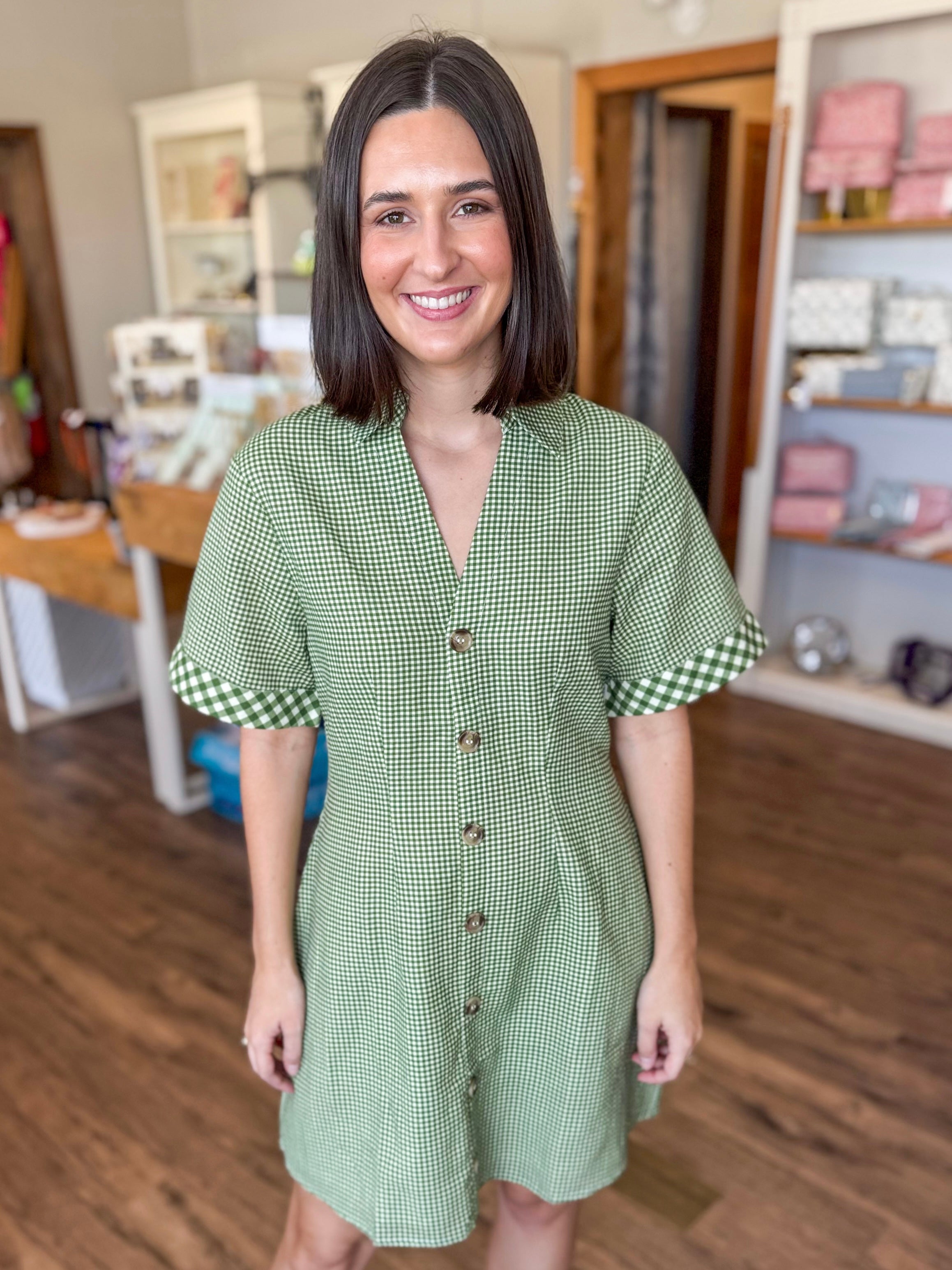 Drew Dress in Green Plaid