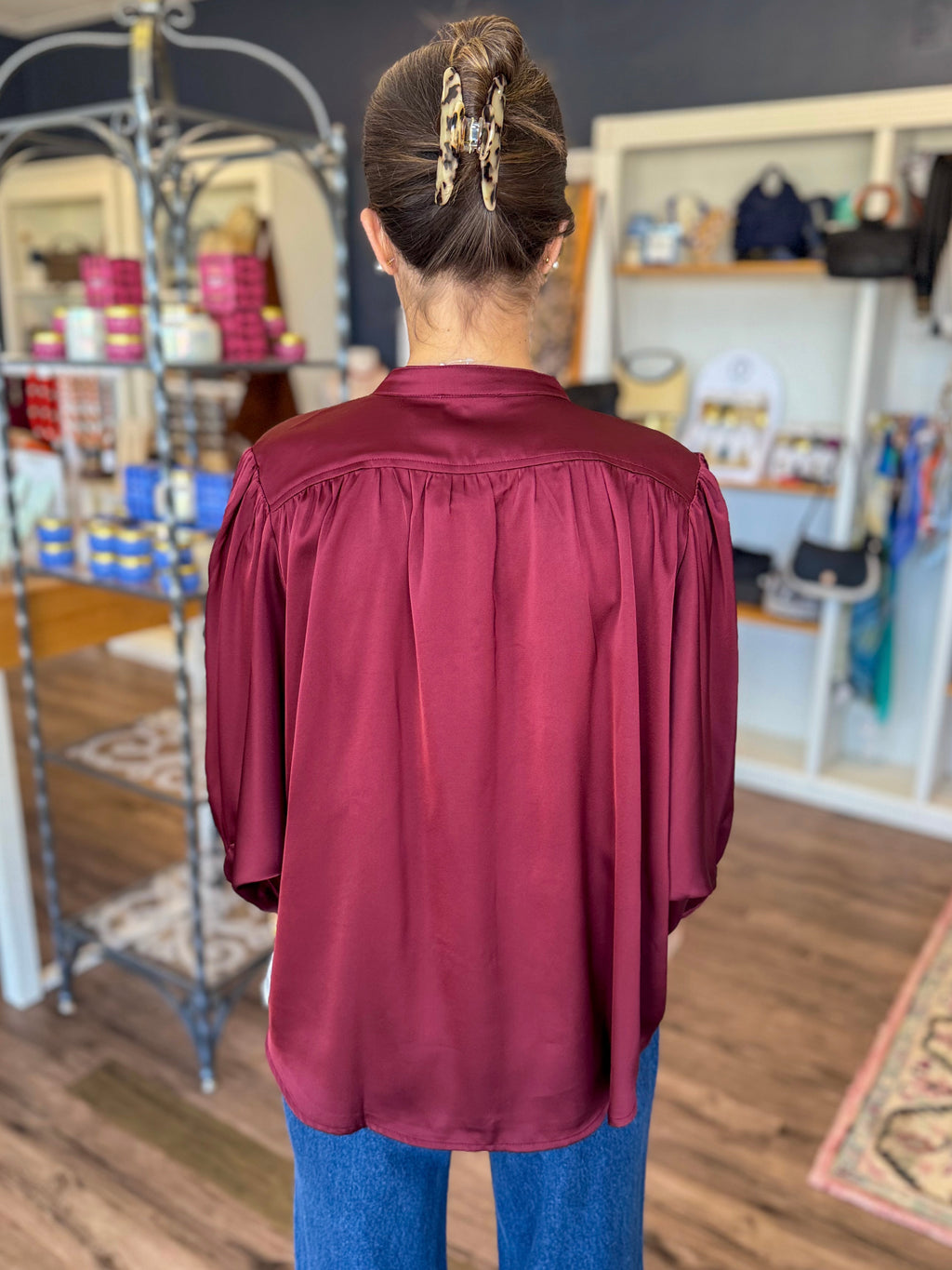 Maroon Satin Like Blouse