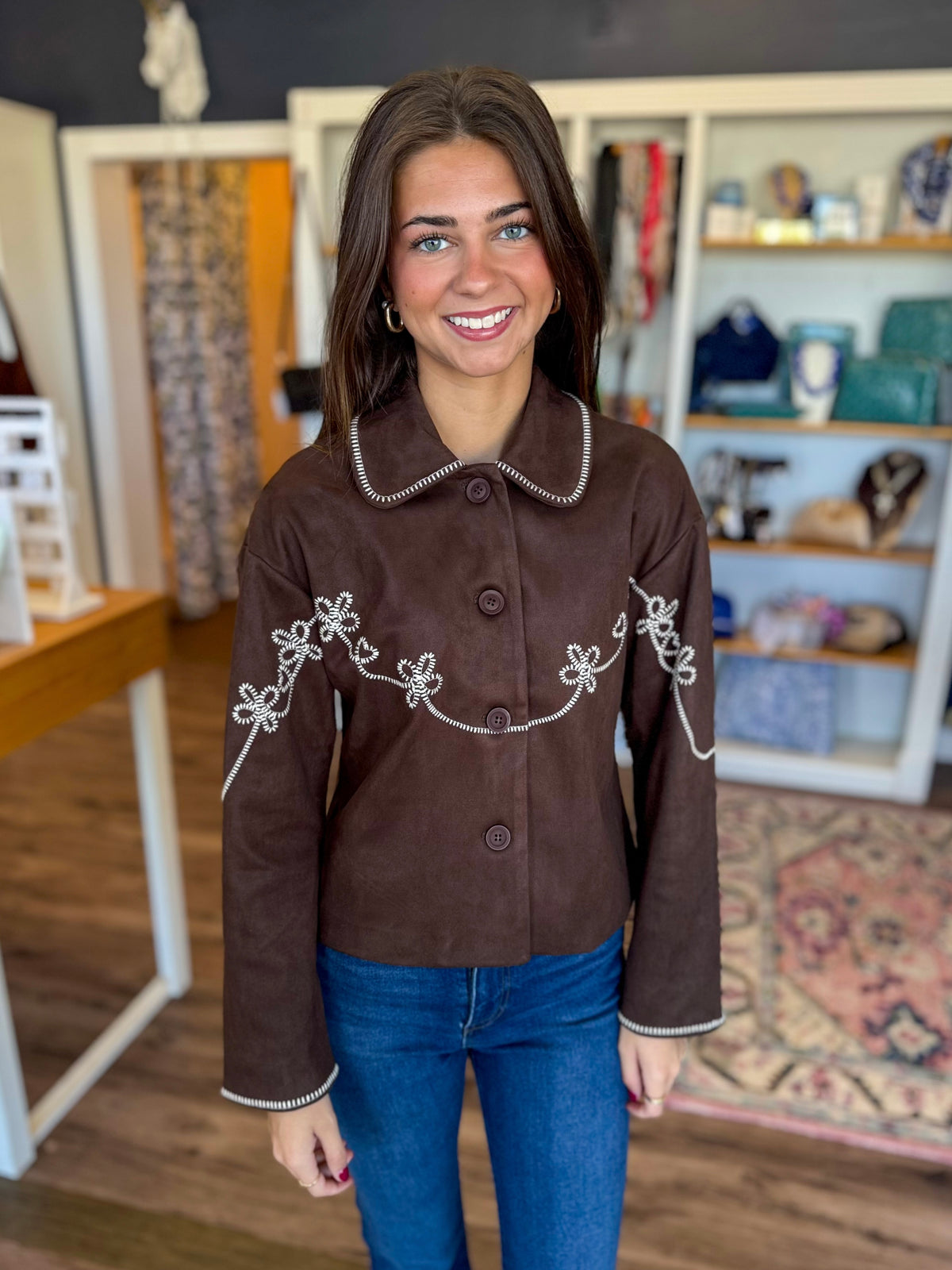 Coco Suede Embroidered Jacket
