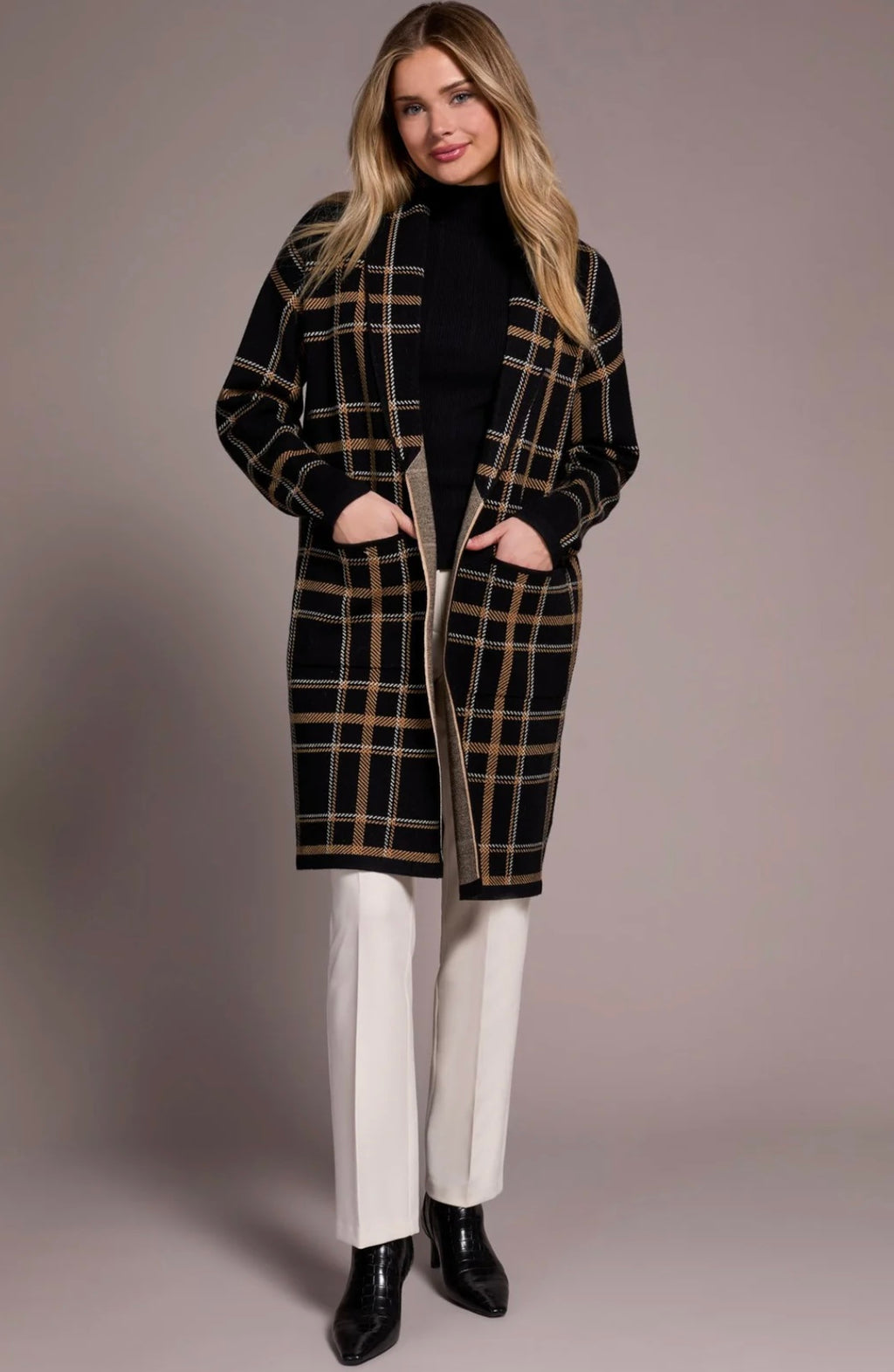 Black Plaid Cardigan