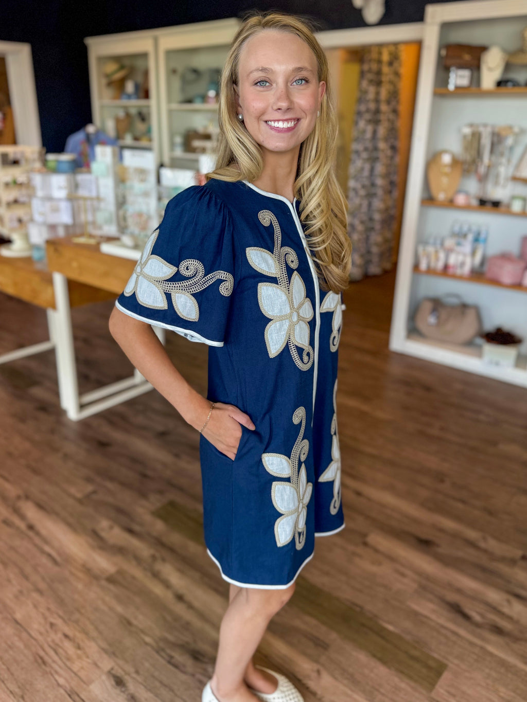 Bold Blooms Navy Floral Dress