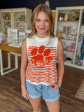 Clemson Paw Stripe Knit Top