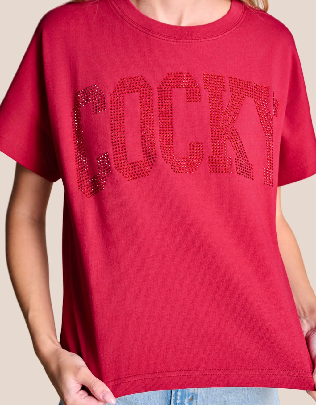 The MVP Rhinestone Tee in Cocky