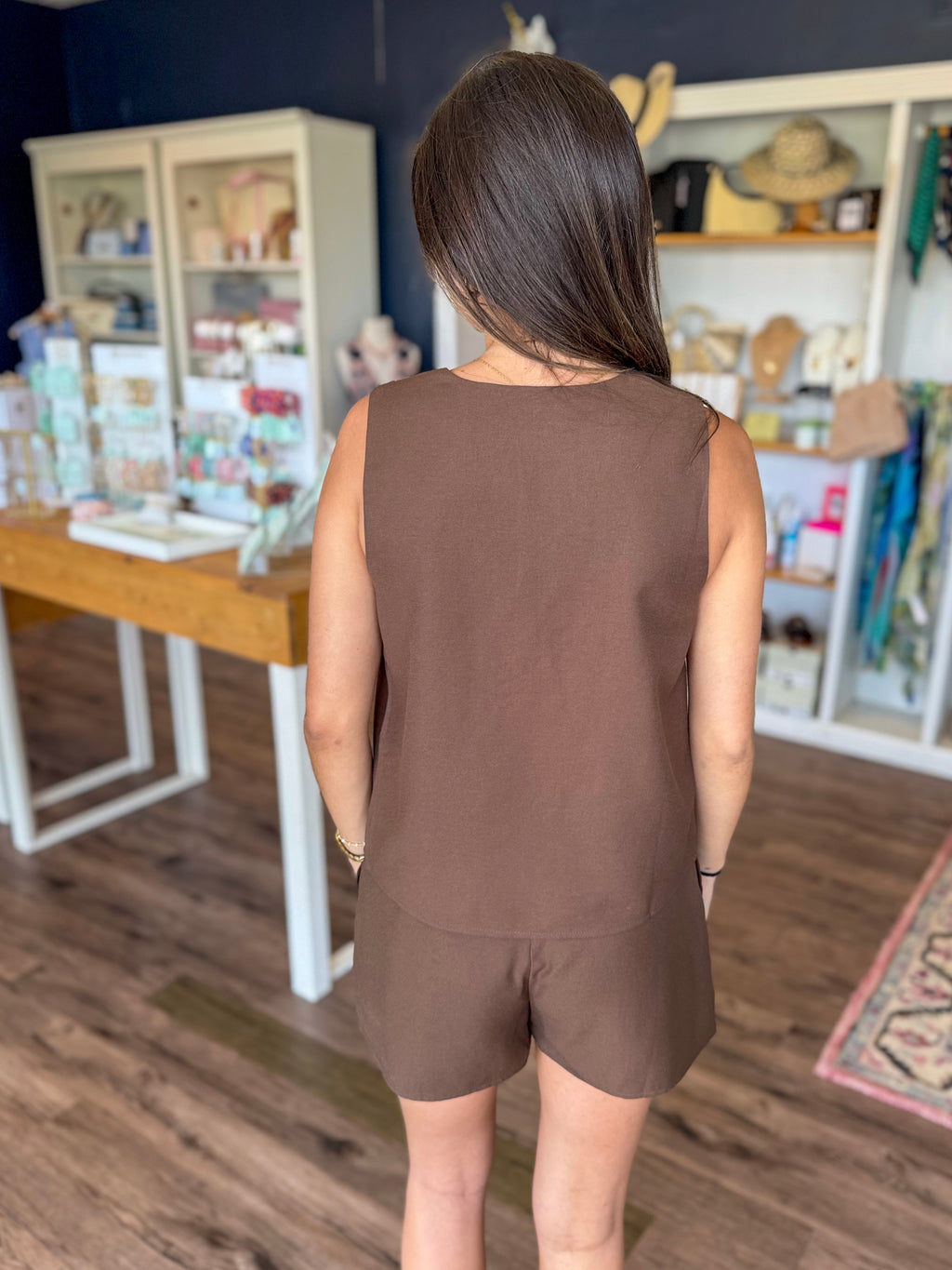 Cocoa Brown Stitched Shorts