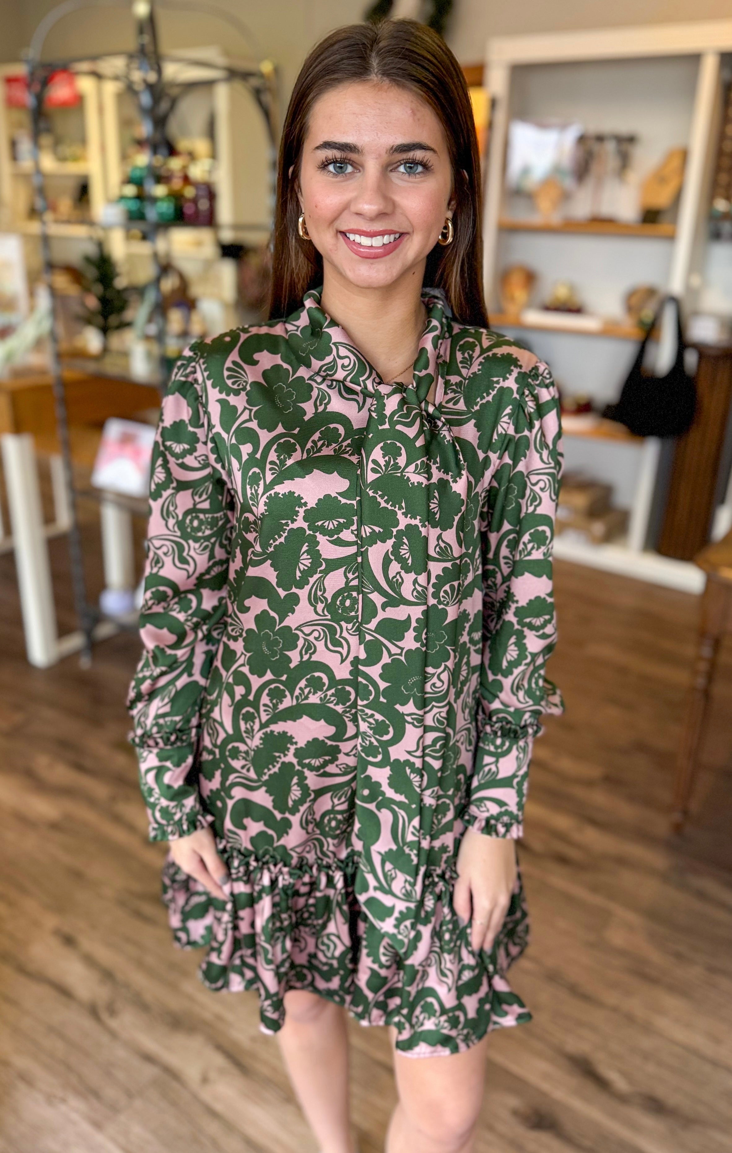 Paisley Bow Neck Dress