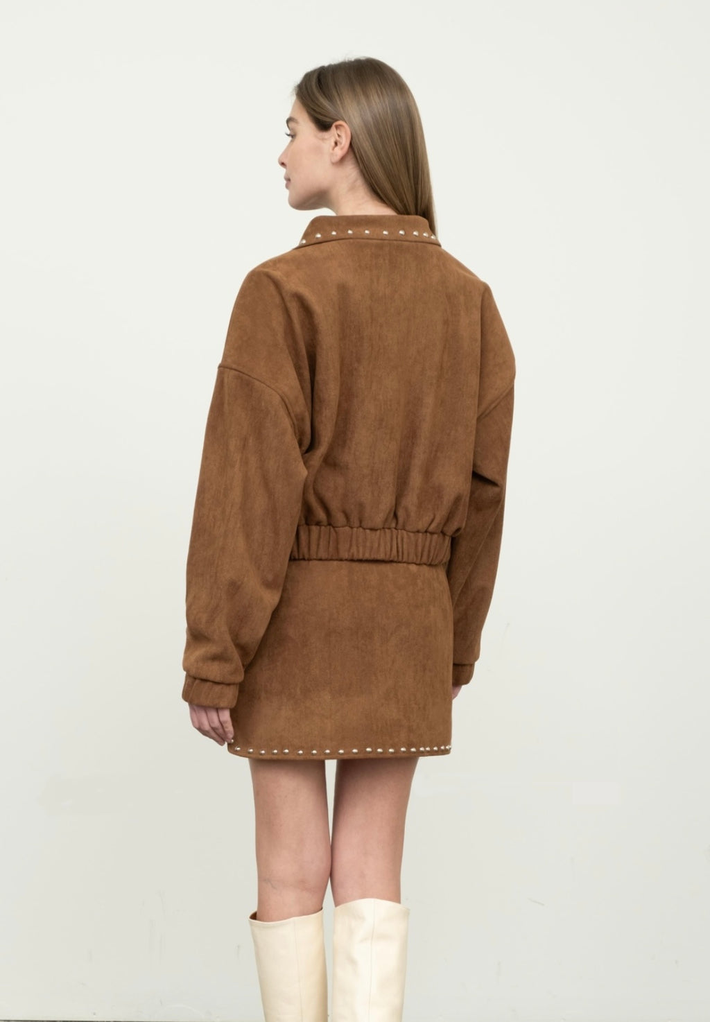Brown Suede Bomber Jacket