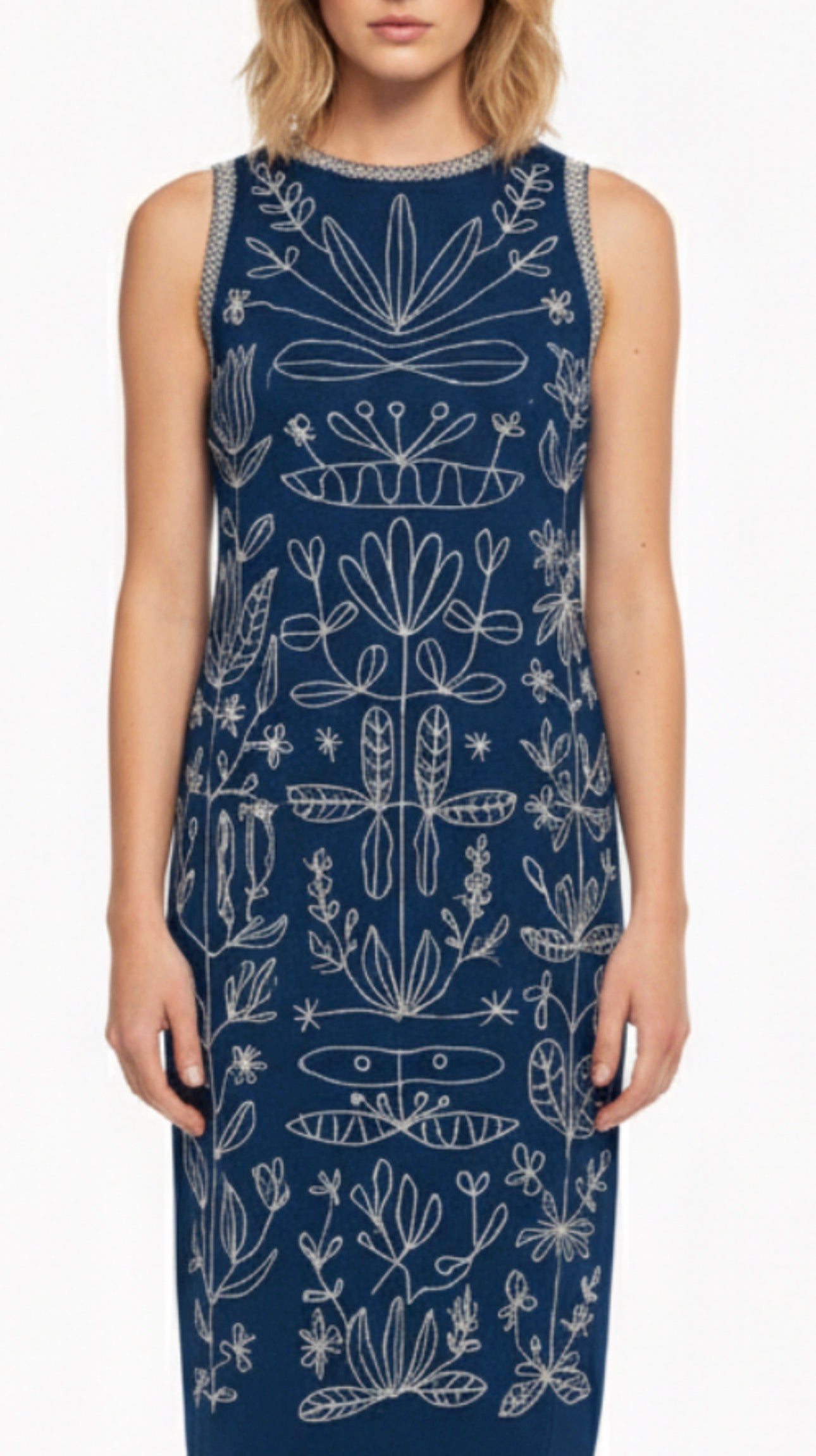 Vince Dress in Navy Embroidery