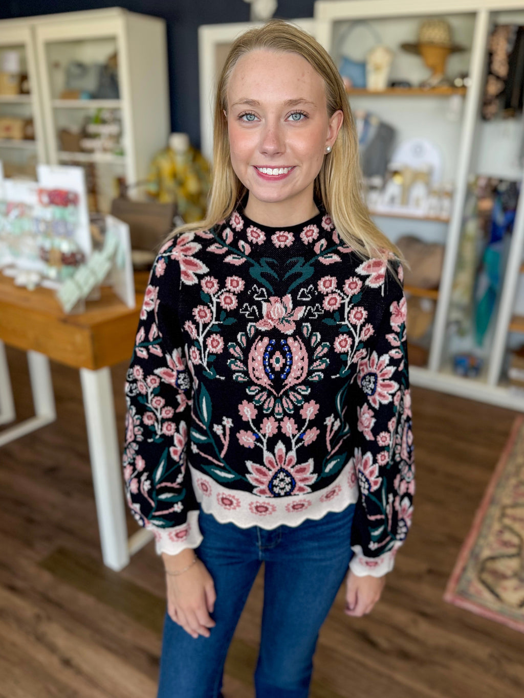 Black Floral Sweater