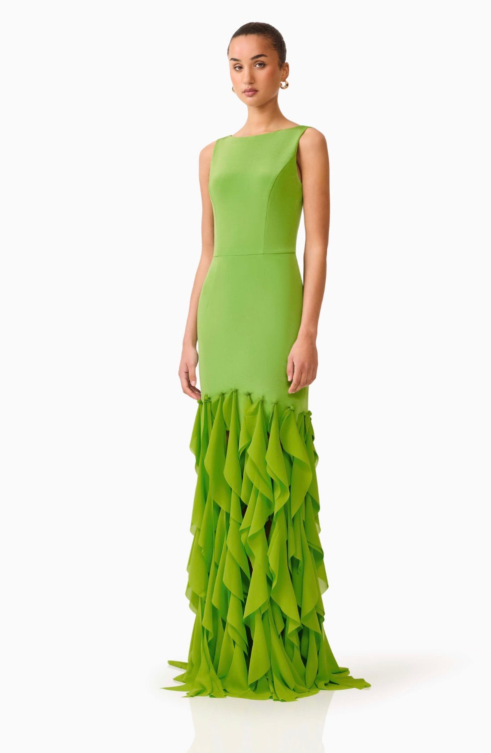 Marison Fringe Gown in Fern