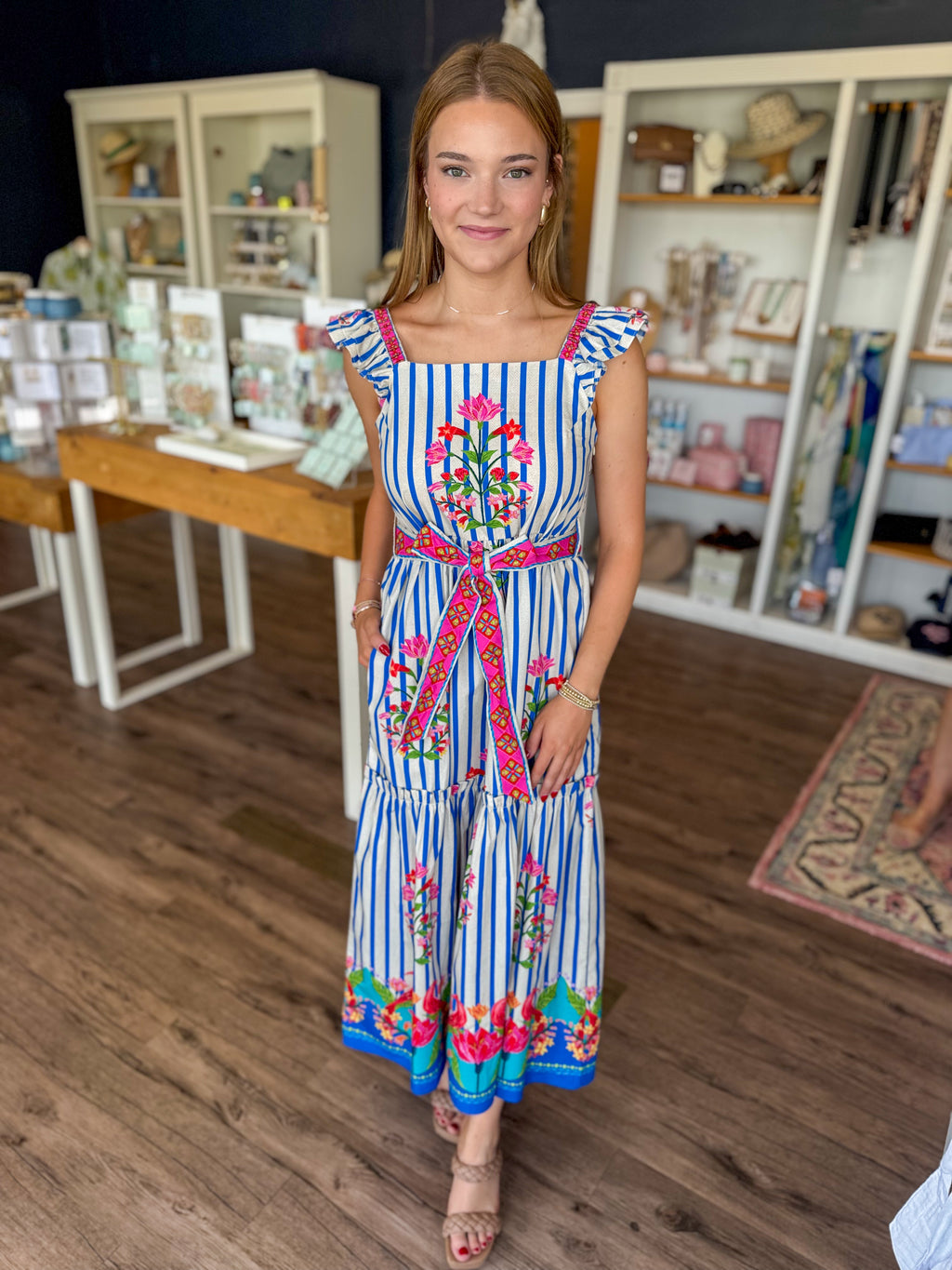 Elsie Dress in Stripe Garden