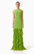 Marison Fringe Gown in Fern