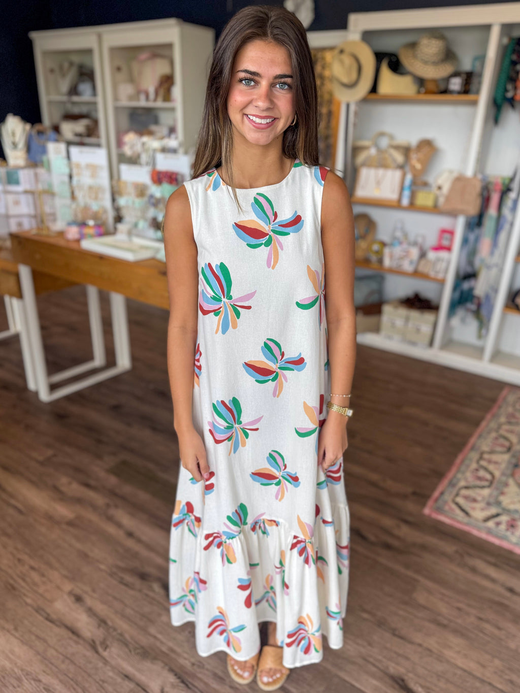Floral Pinwheel Maxi Dress