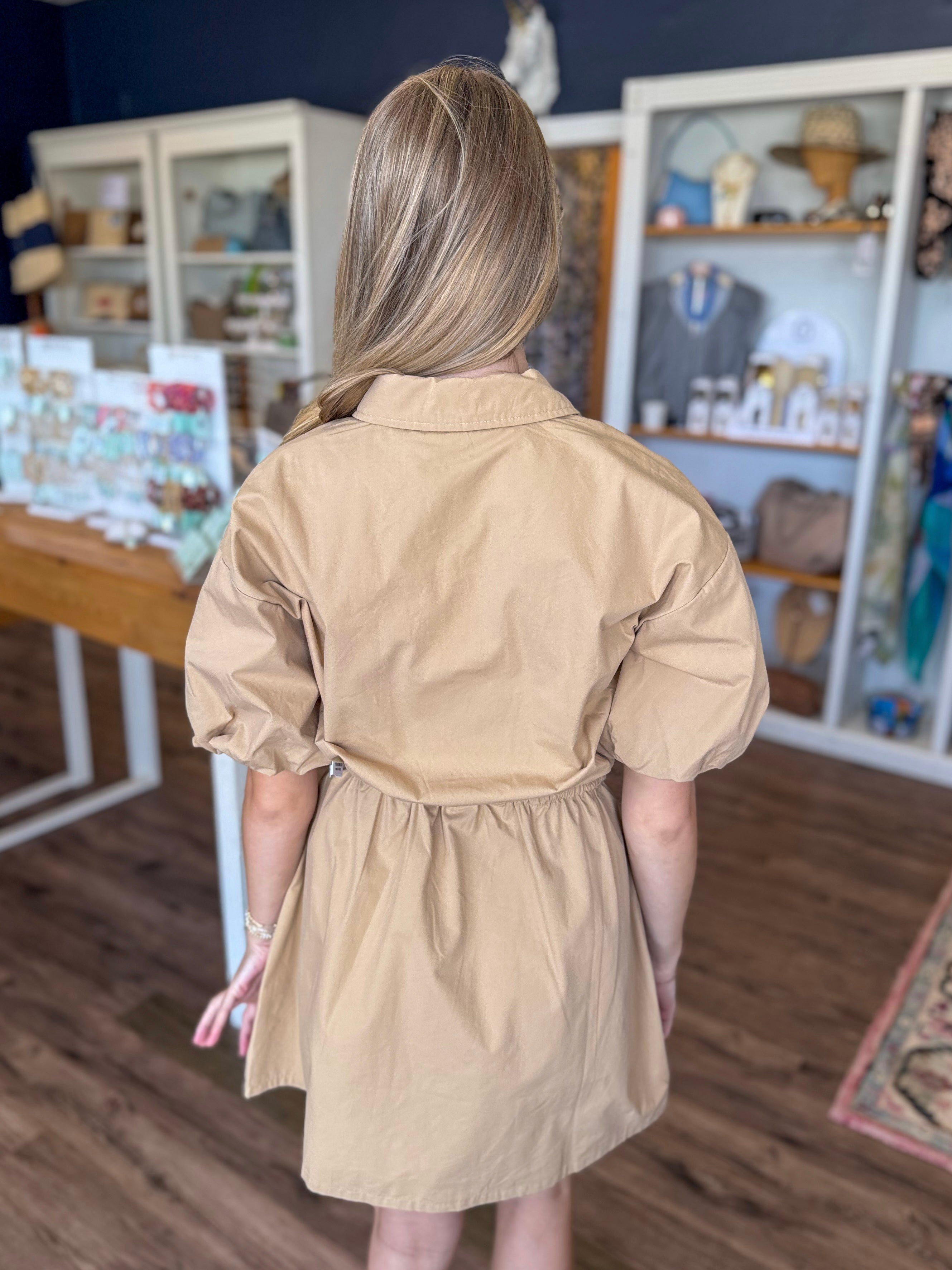 Beige Zipper Dress