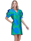 Green Floral Brocade Dress