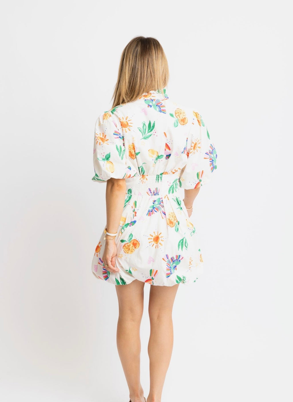 Toucan Fruit Bubble Hem Dress
