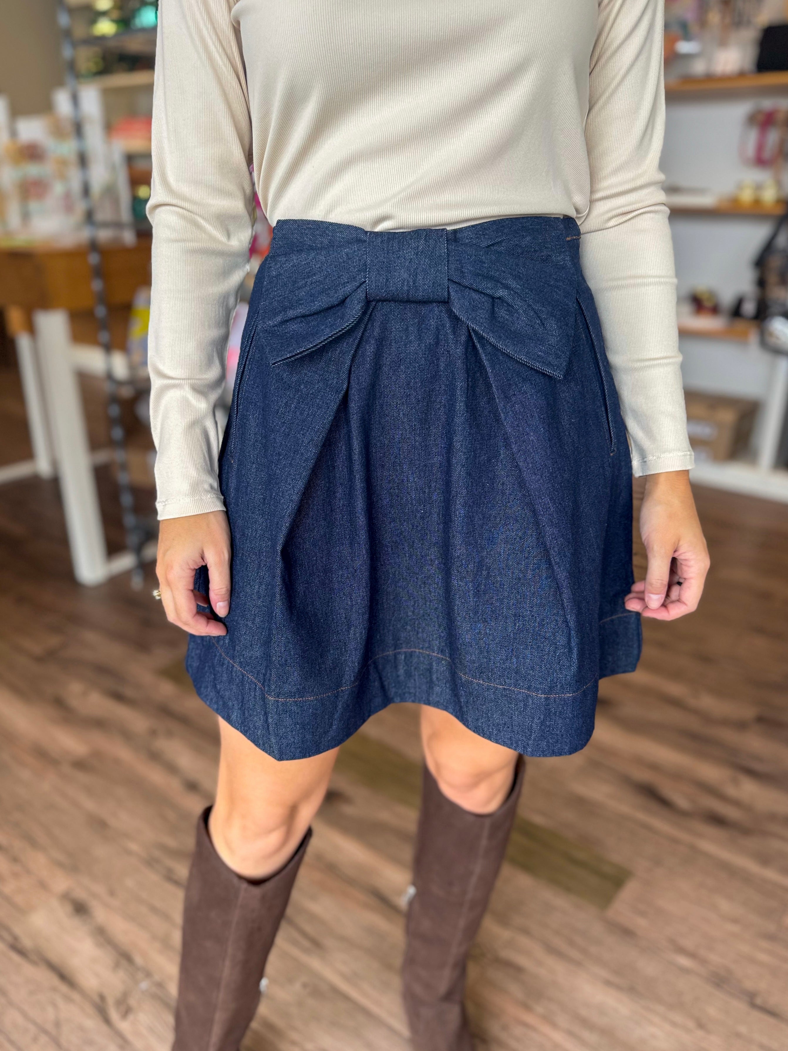 Denim Bow Skirt