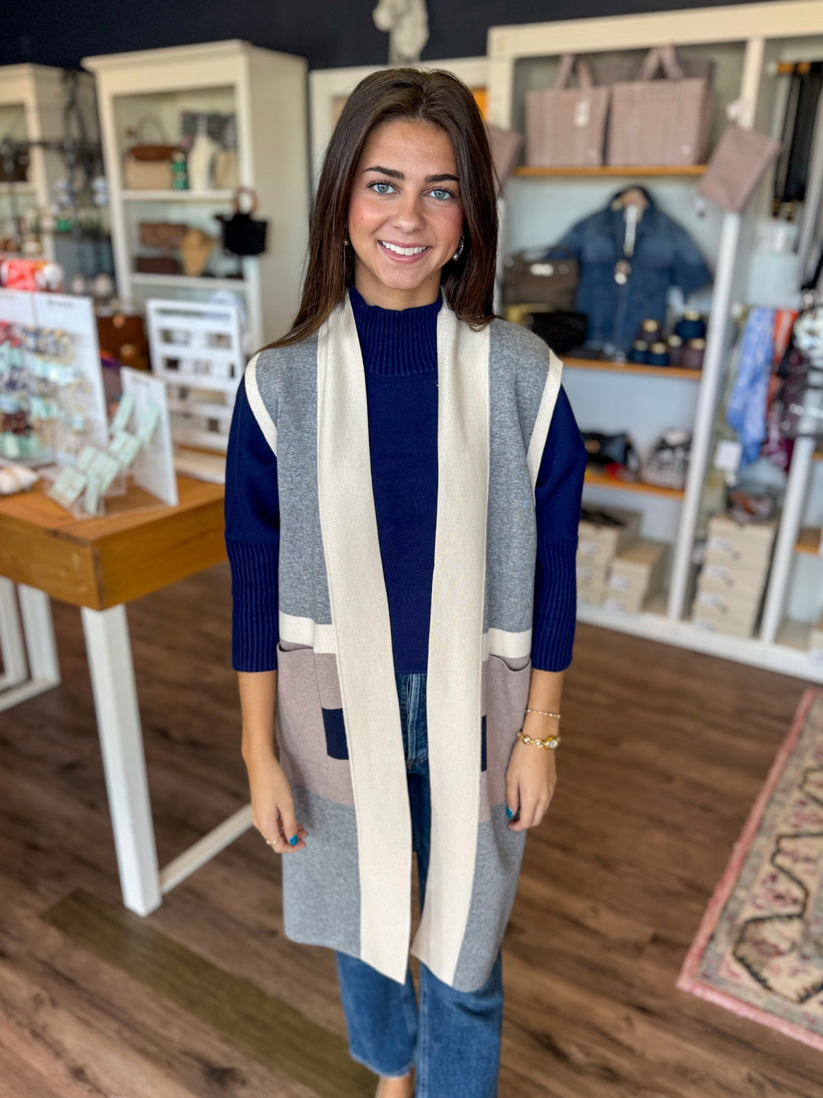 Navy and Grey Colorblock Vest