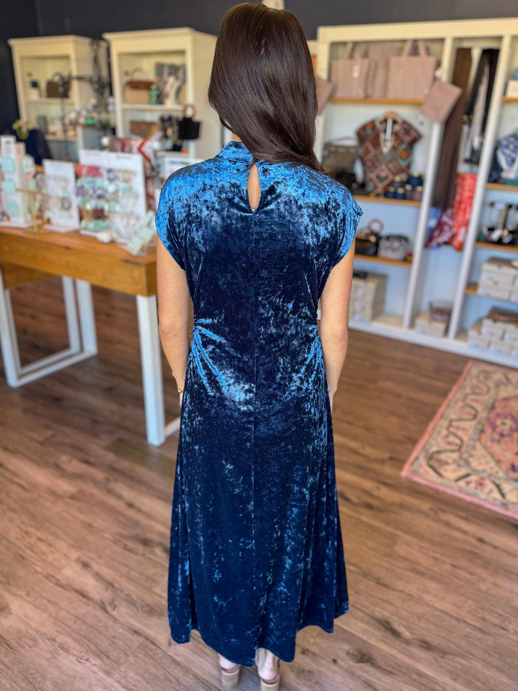 Callie Blue Velvet Maxi Dress