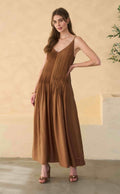 Pleated Chocolate Maxi