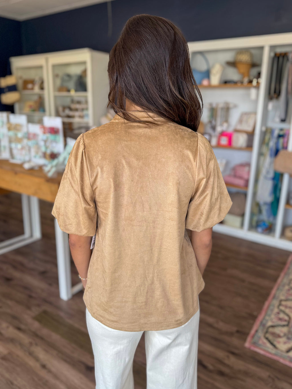 Faux Suede Camel Top