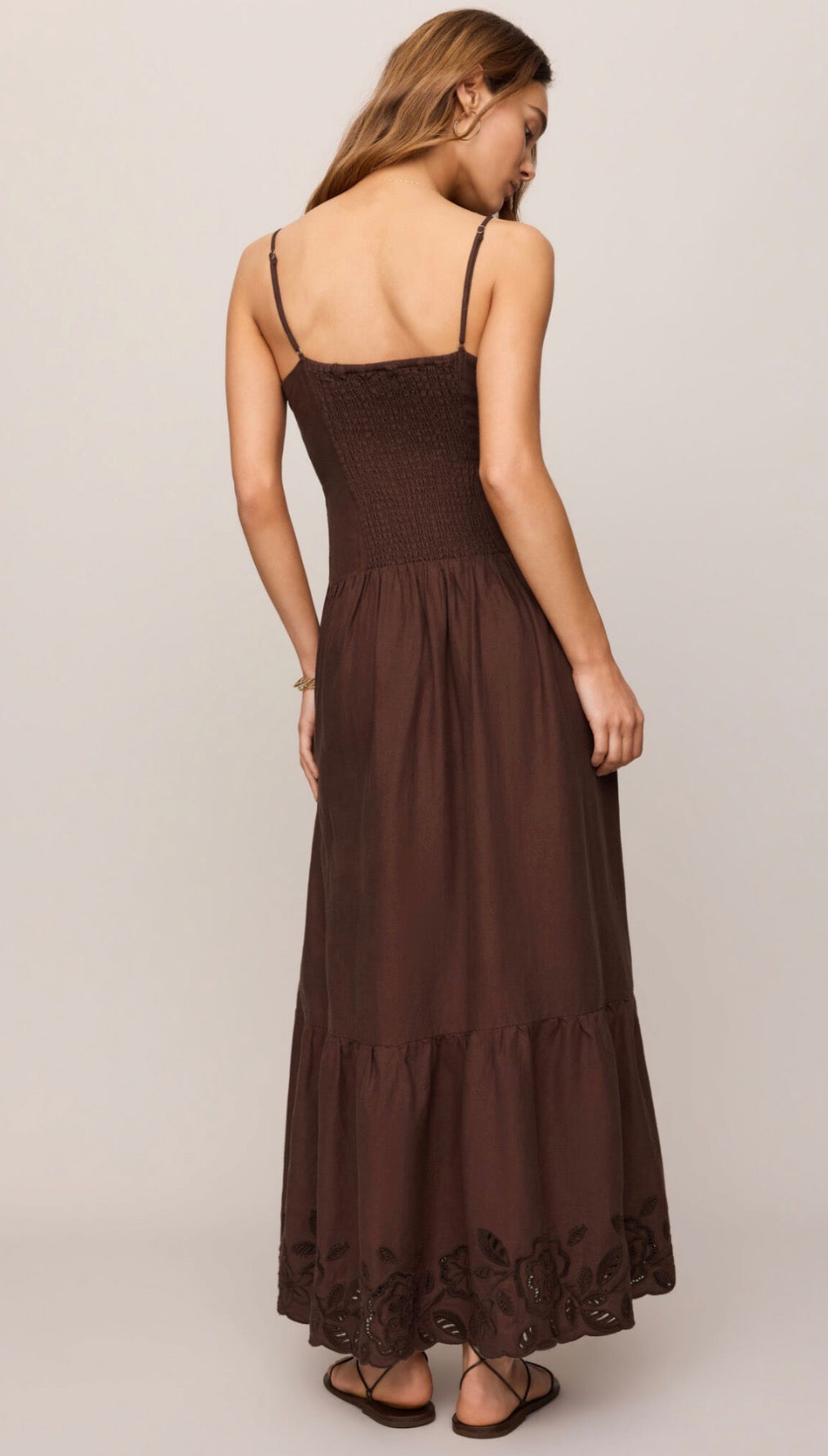 Esti Embroider Maxi Dress in Chocolate Cherry