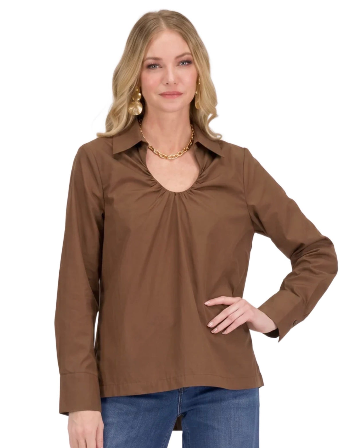 Horseshoe Poplin Top