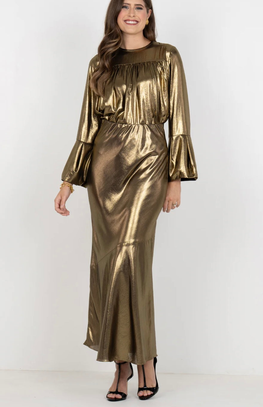 Bias Skirt in Liquid Gold