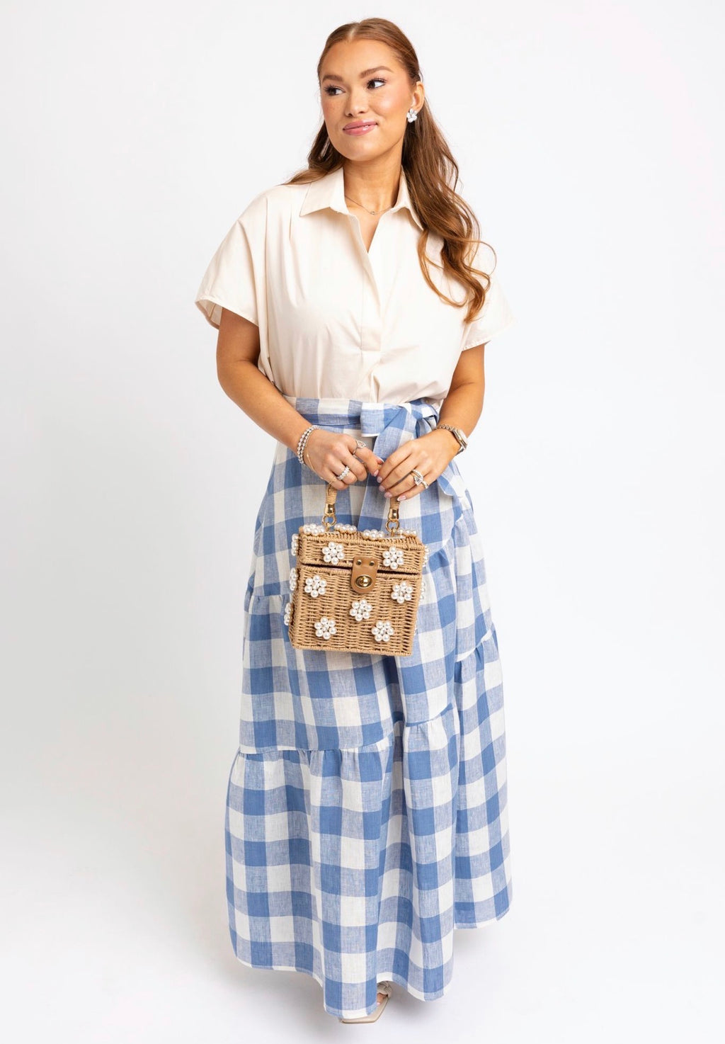 Light Blue Plaid Skirt