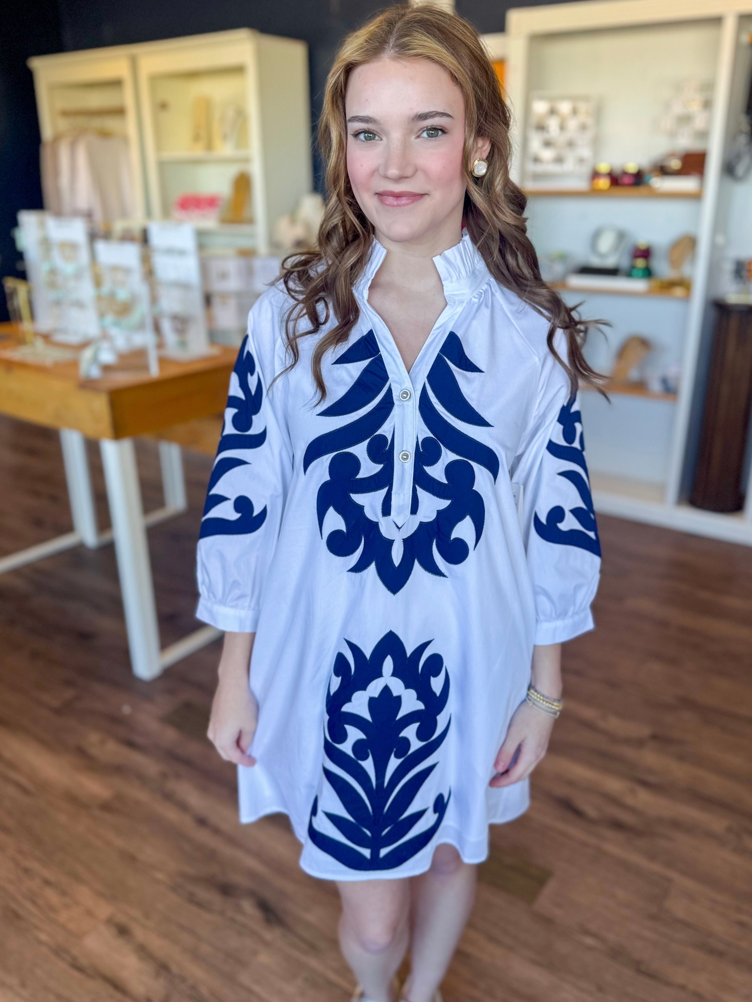 Hampton Floral Dress in Navy