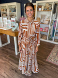 Caramel Stripe Shirt Dress