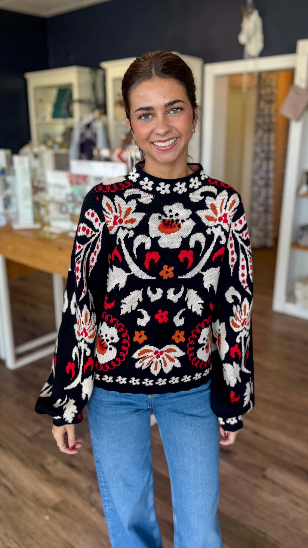 Red Floral Sweater