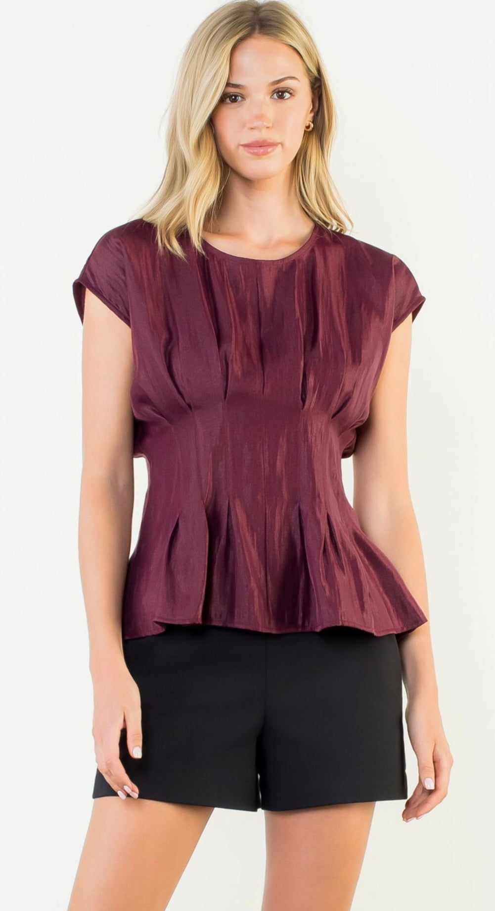 Burgundy Cinched Blouse
