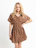 Brown Floral Shirt Dress
