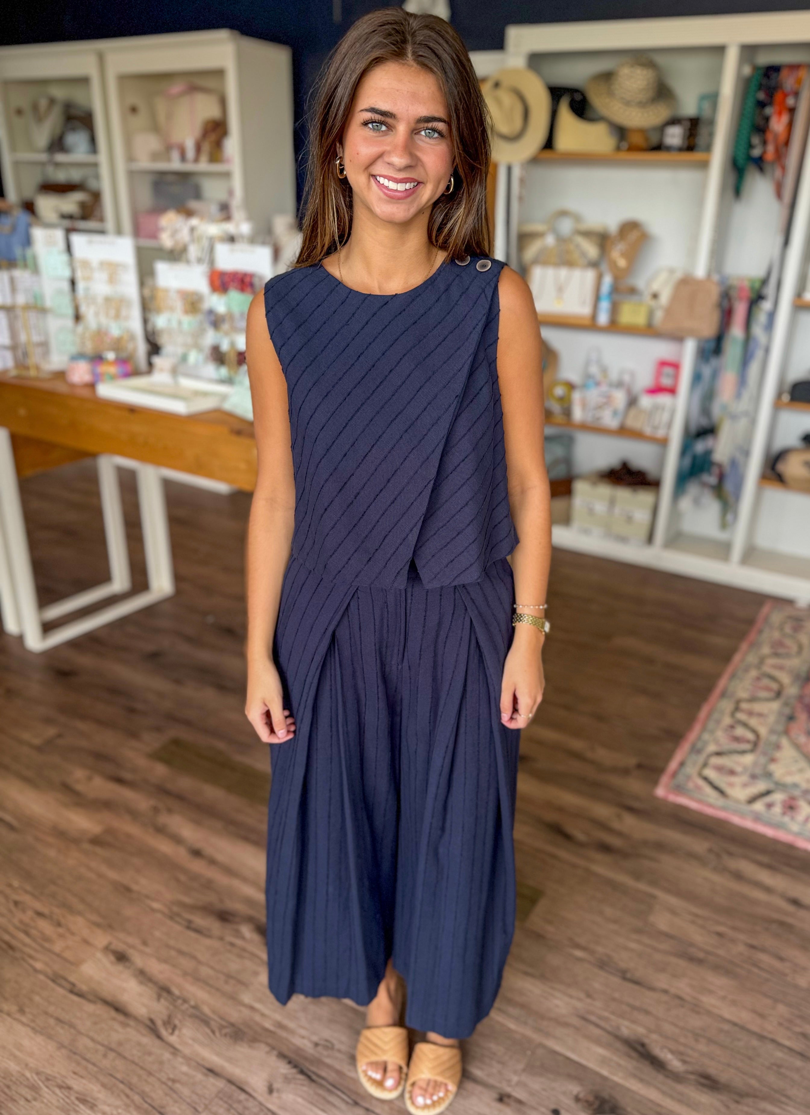 Navy Textured Tank