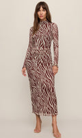 Sevilla Zebra Print Mesh Midi Dress