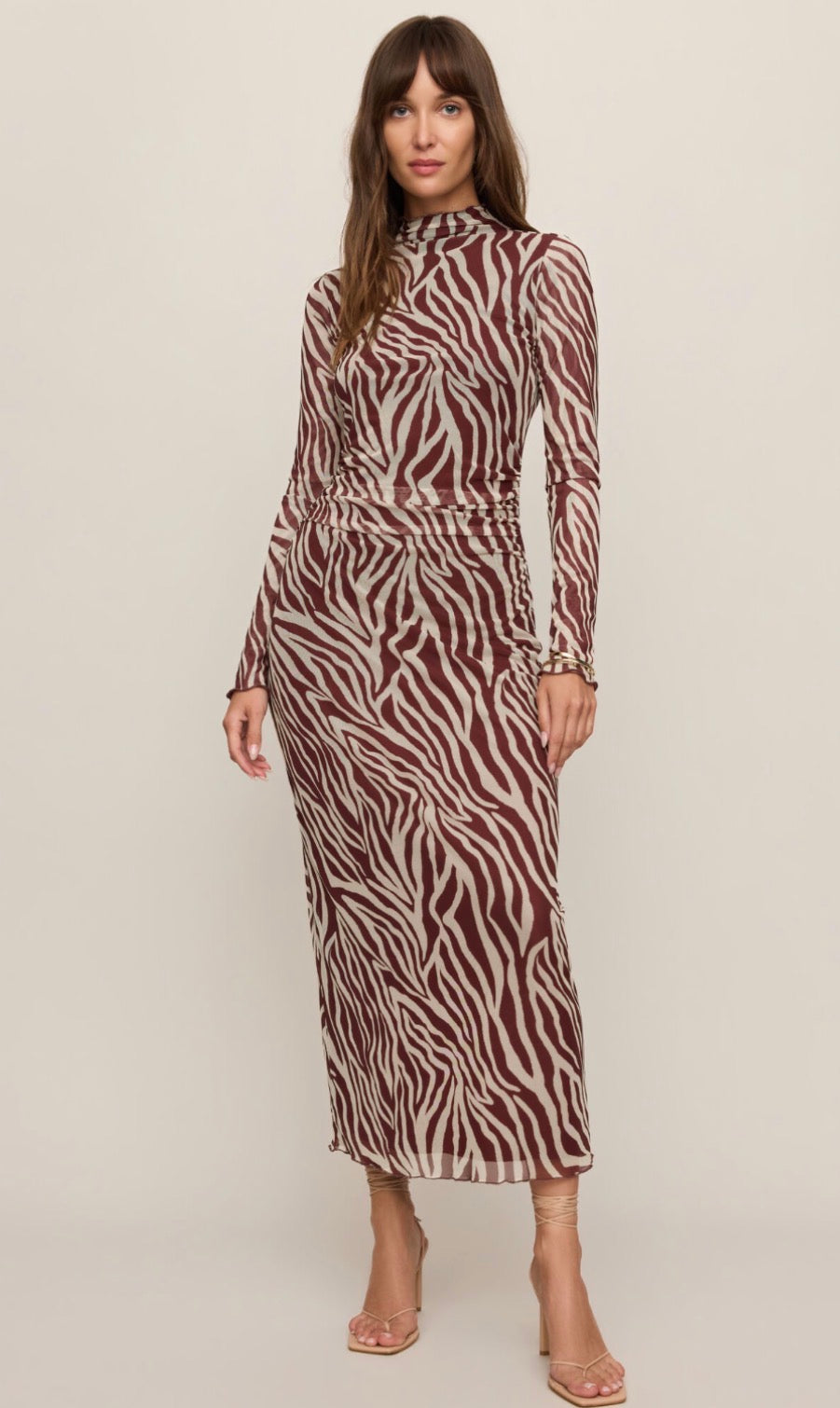 Sevilla Zebra Print Mesh Midi Dress