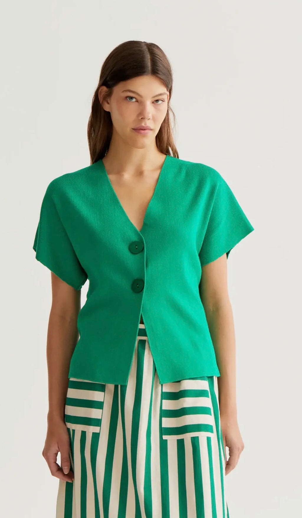 Green Button Cardi Top