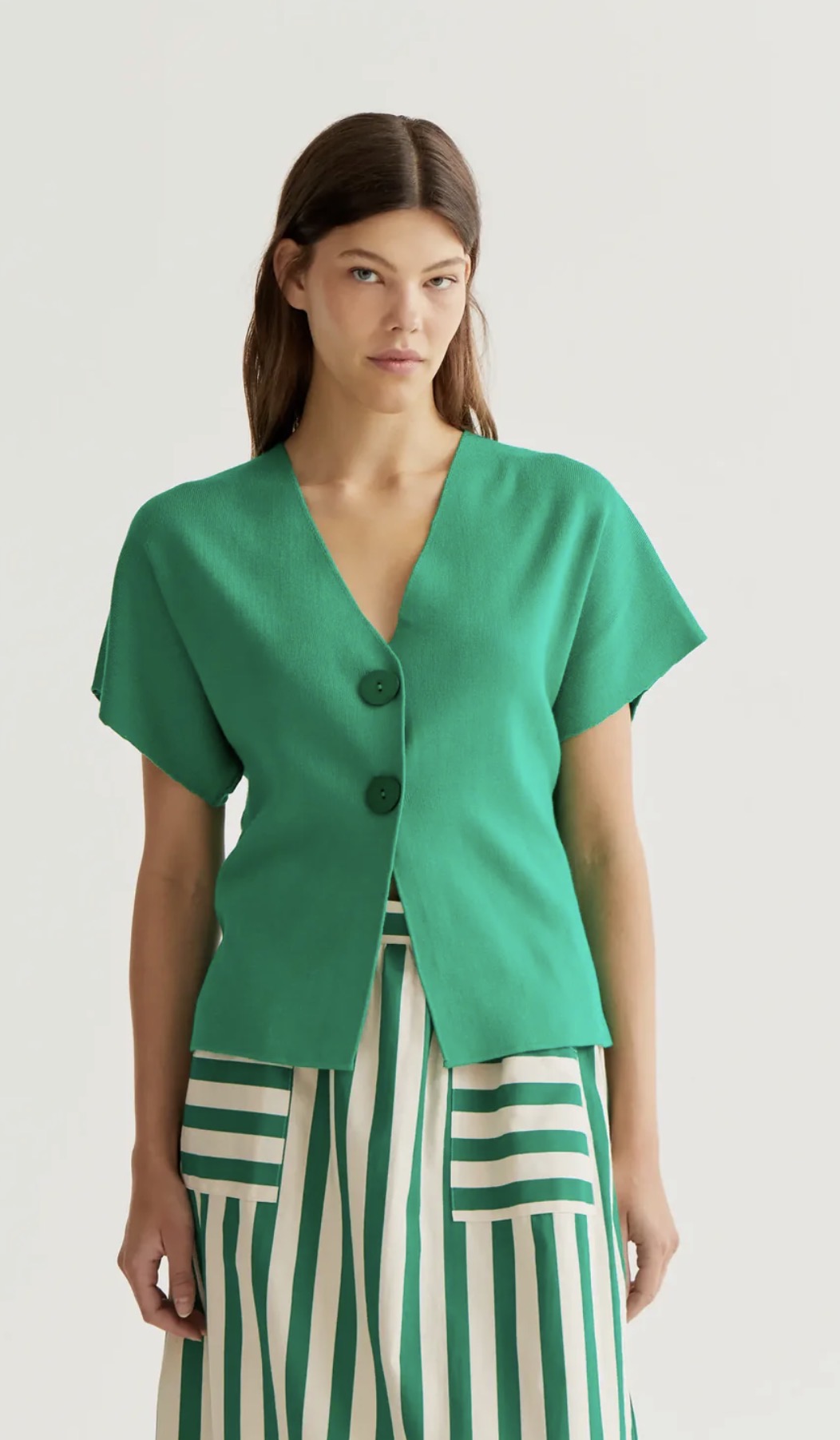 Green Button Cardi Top