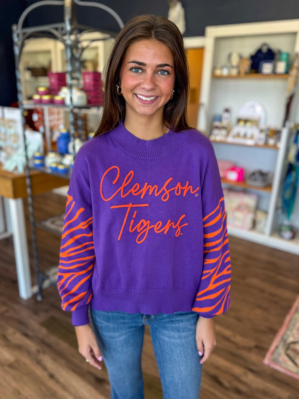 The Merit Mockneck Sweatshirt in Clemson Tigers