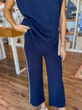 Navy Stripe Knit Pants