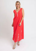 Coral Scallop Maxi Dress