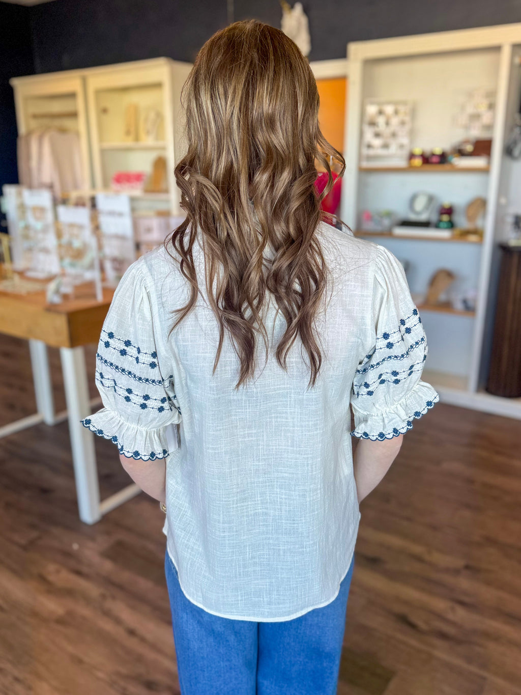 Rows of Dots Navy Blouse