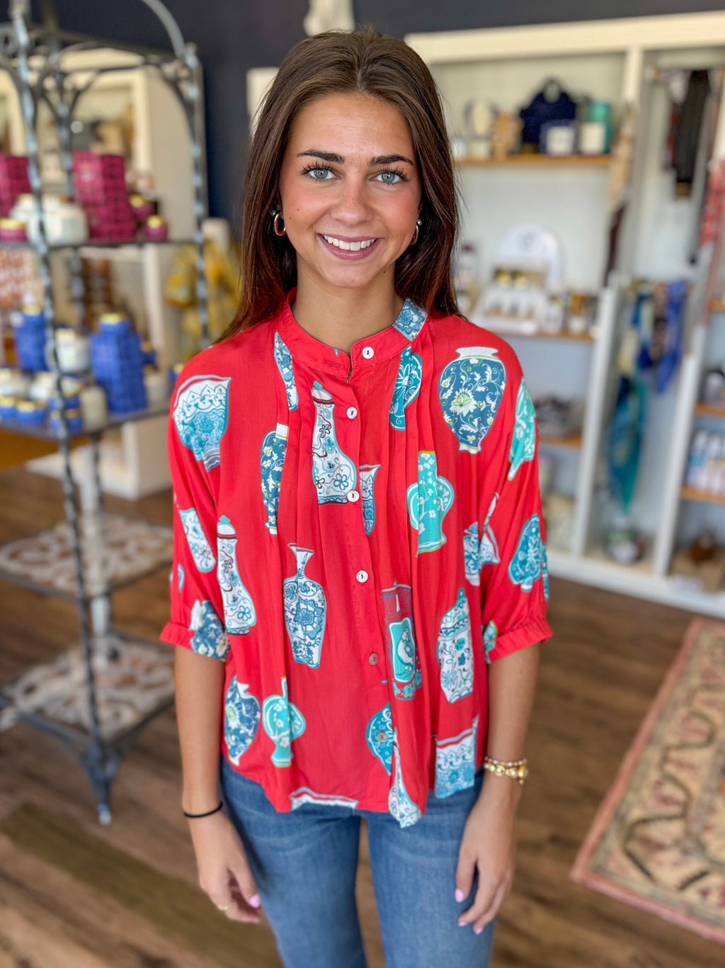 Coral Vases Blouse
