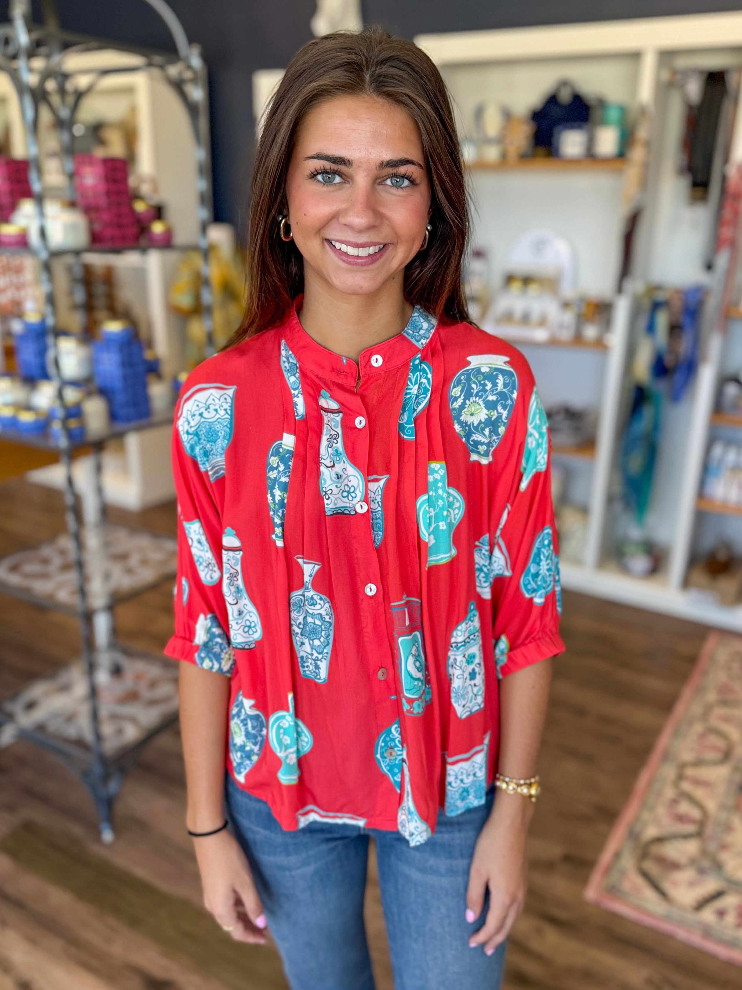 Coral Vases Blouse