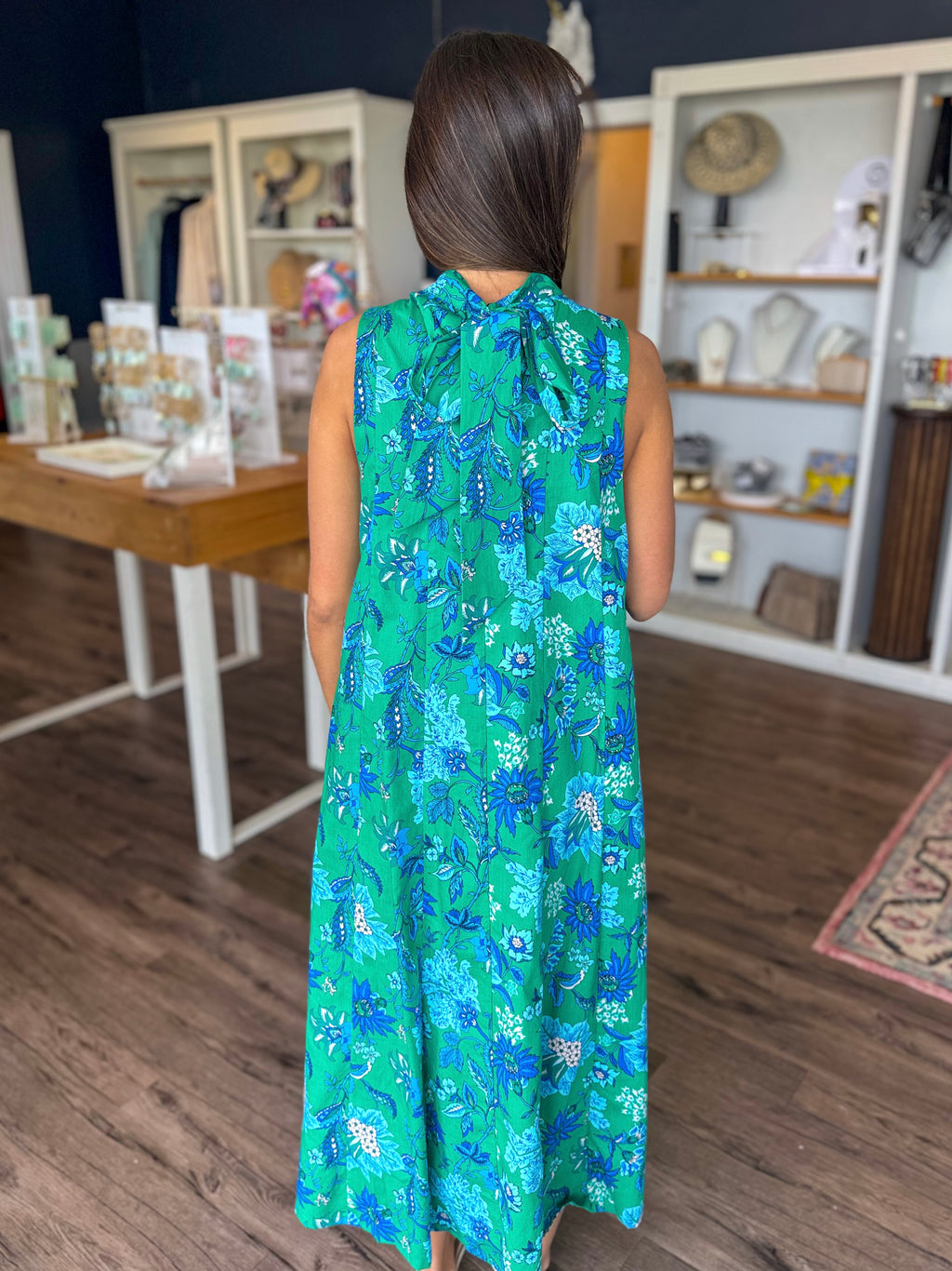 Green Floral Midi Dress