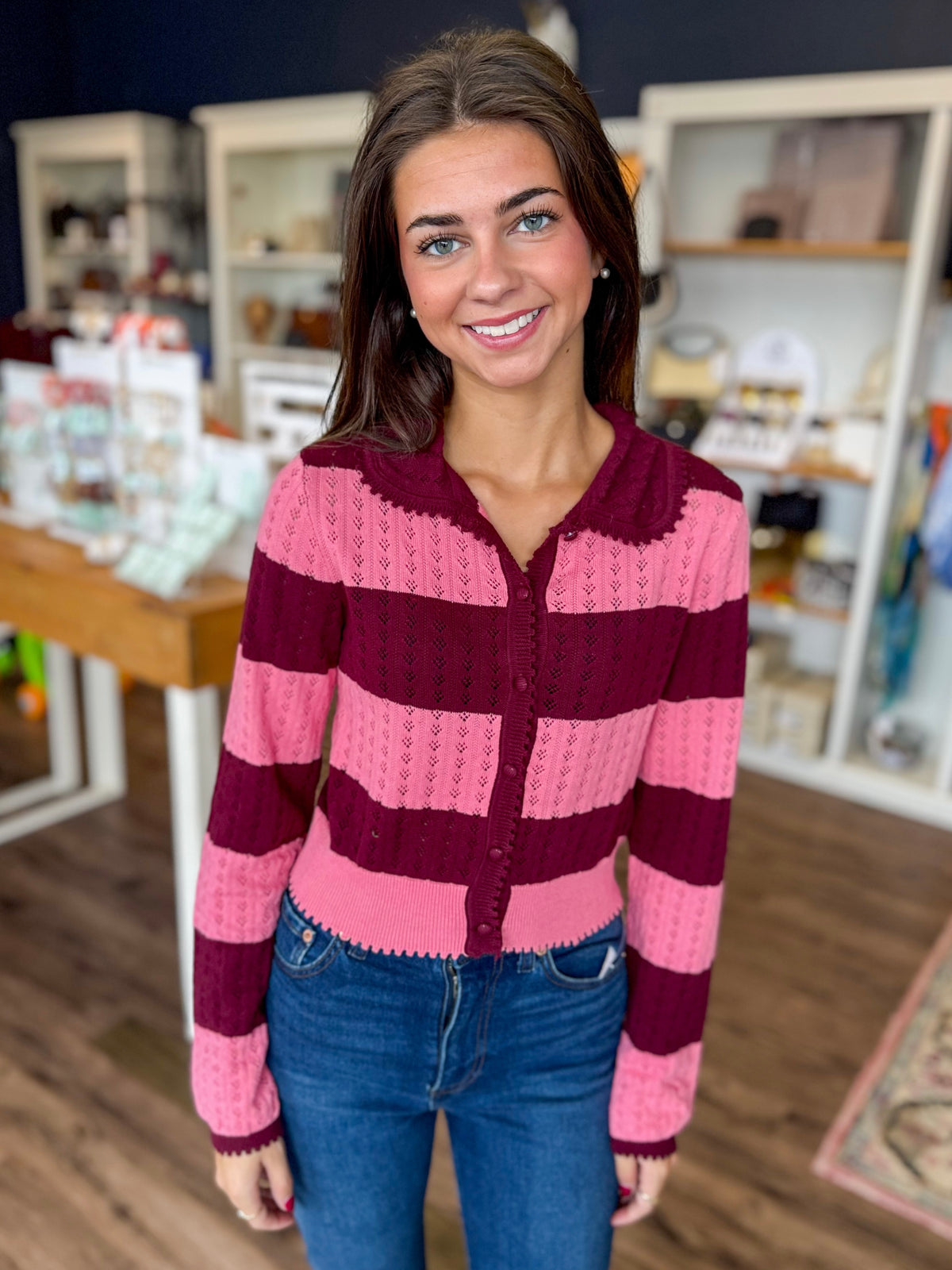 Lourdes Stripe Cardi Sweater