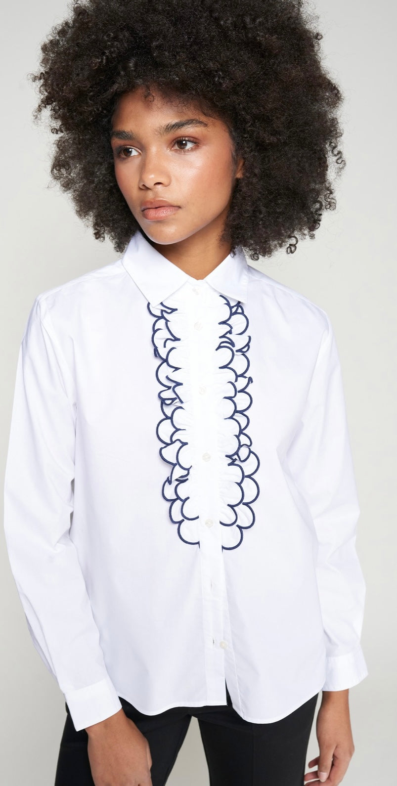 Poplin Ruffle Blouse