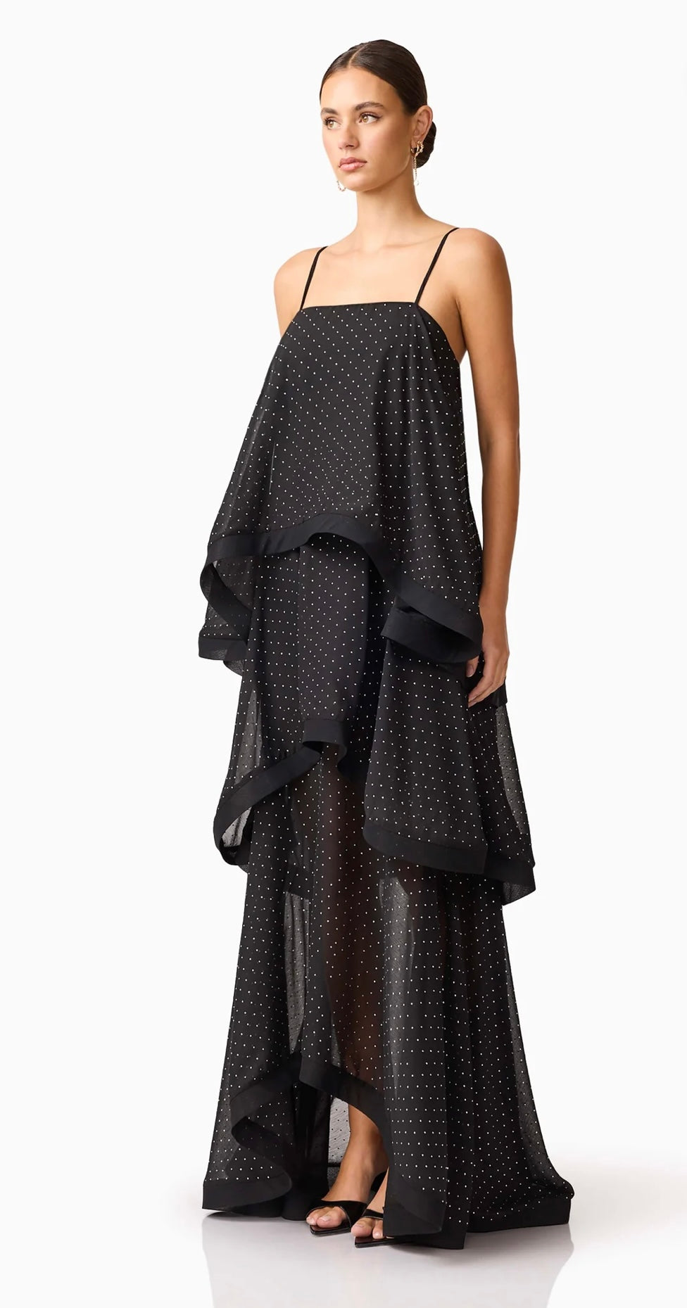 Moss Tiered Sparkle Gown