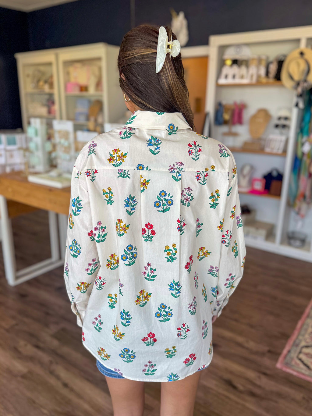 Cream Floral Overshirt